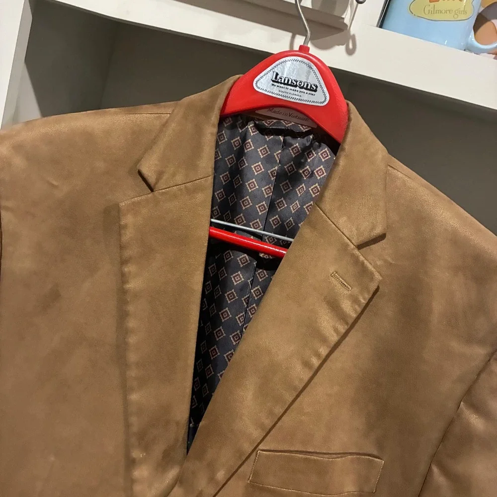 Lauren Ralph Lauren Mens 44R Faux Suede Blazer Sport Coat Brown Two Button
